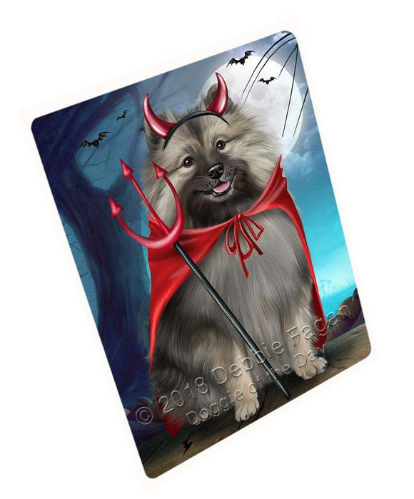 Happy Halloween Trick or Treat Keeshond Dog Devil Large Refrigerator / Dishwasher Magnet RMAG75354