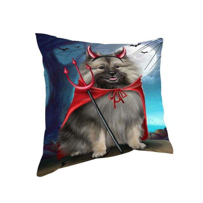 Happy Halloween Trick or Treat Keeshond Dog Devil Pillow PIL66268