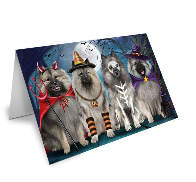 Happy Halloween Trick or Treat Keeshond Dog Handmade Artwork Assorted Pets Greeting Cards and Note Cards with Envelopes for All Occasions and Holiday Seasons GCD61784