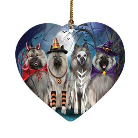 Happy Halloween Trick or Treat Keeshond Dog Heart Christmas Ornament HPOR52585