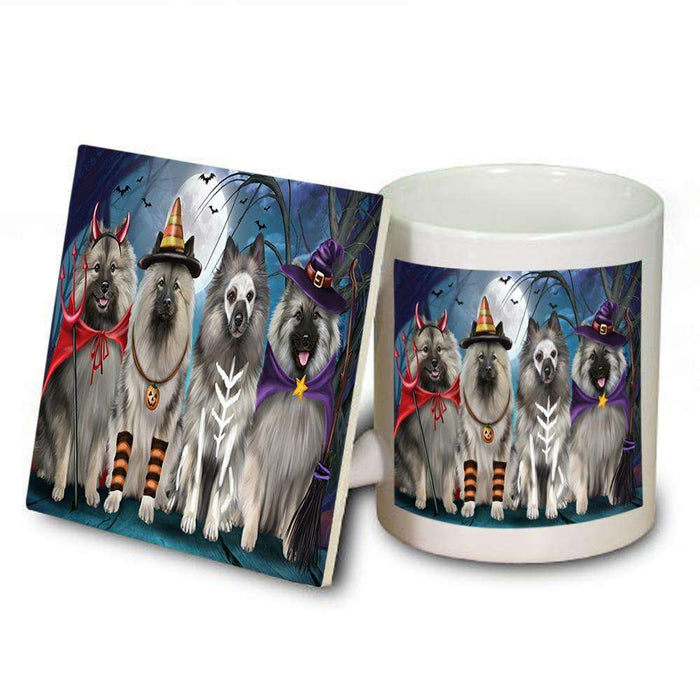 Happy Halloween Trick or Treat Keeshond Dog Mug and Coaster Set MUC52577