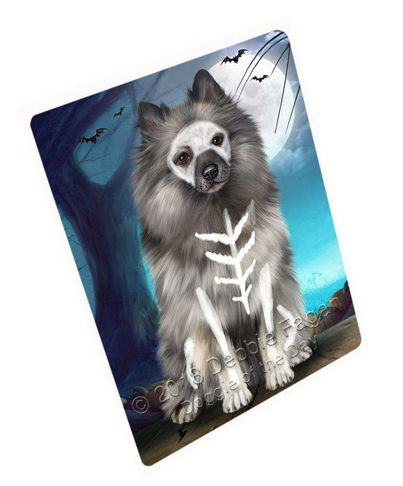 Happy Halloween Trick or Treat Keeshond Dog Skeleton Large Refrigerator / Dishwasher Magnet RMAG75468