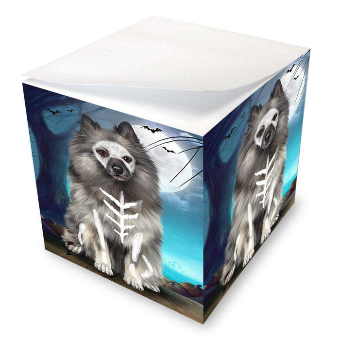 Happy Halloween Trick or Treat Keeshond Dog Skeleton Note Cube NOC52547