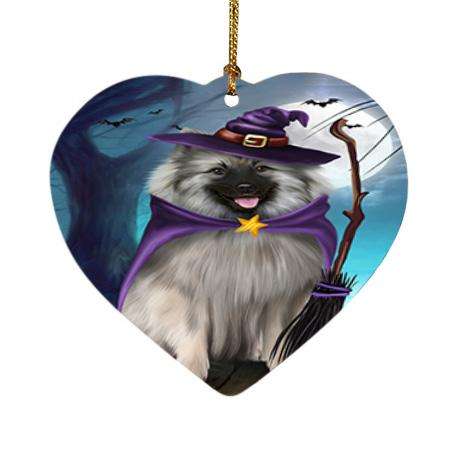 Happy Halloween Trick or Treat Keeshond Dog Witch Heart Christmas Ornament HPOR52566