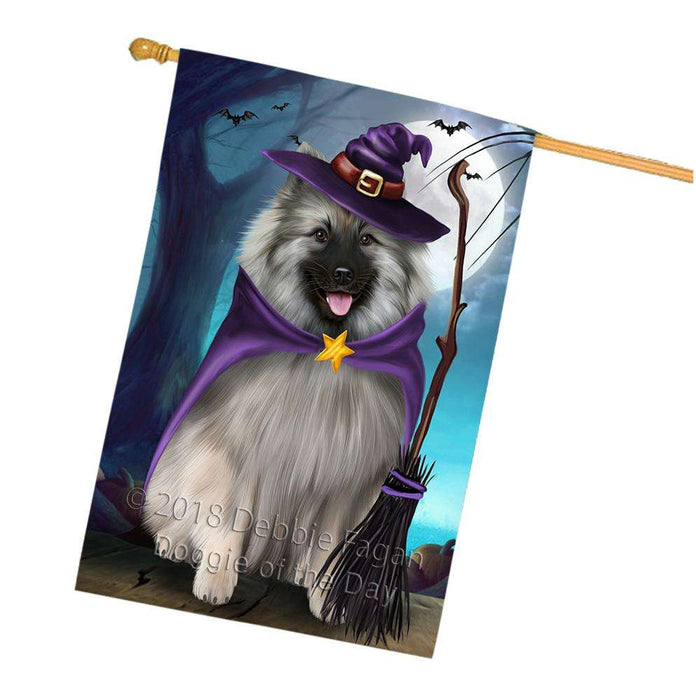 Happy Halloween Trick or Treat Keeshond Dog Witch House Flag FLG52647