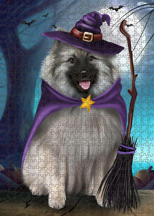 Happy Halloween Trick or Treat Keeshond Dog Witch Puzzle with Photo Tin PUZL61629