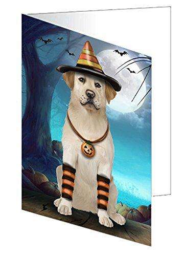 Happy Halloween Trick or Treat Labrador Retriever Dog Candy Corn Handmade Artwork Assorted Pets Greeting Cards and Note Cards with Envelopes for All Occasions and Holiday Seasons
