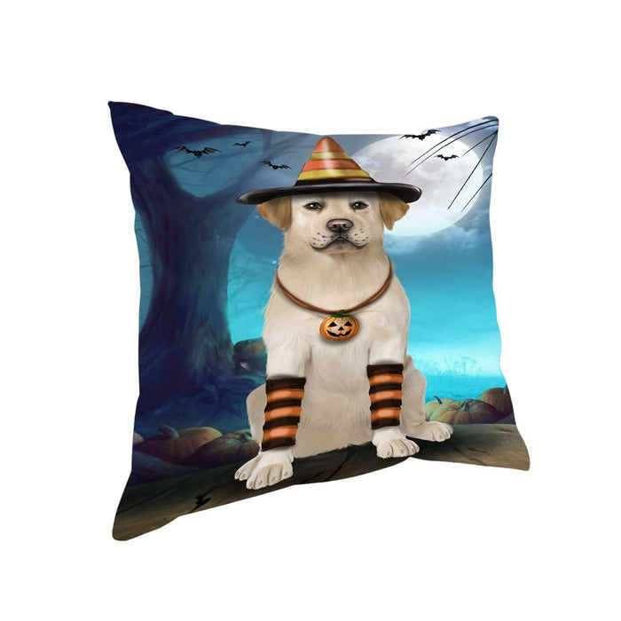 Happy Halloween Trick or Treat Labrador Retriever Dog Candy Corn Throw Pillow