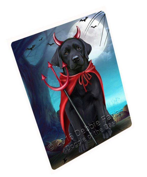 Happy Halloween Trick or Treat Labrador Retriever Dog Devil Art Portrait Print Woven Throw Sherpa Plush Fleece Blanket
