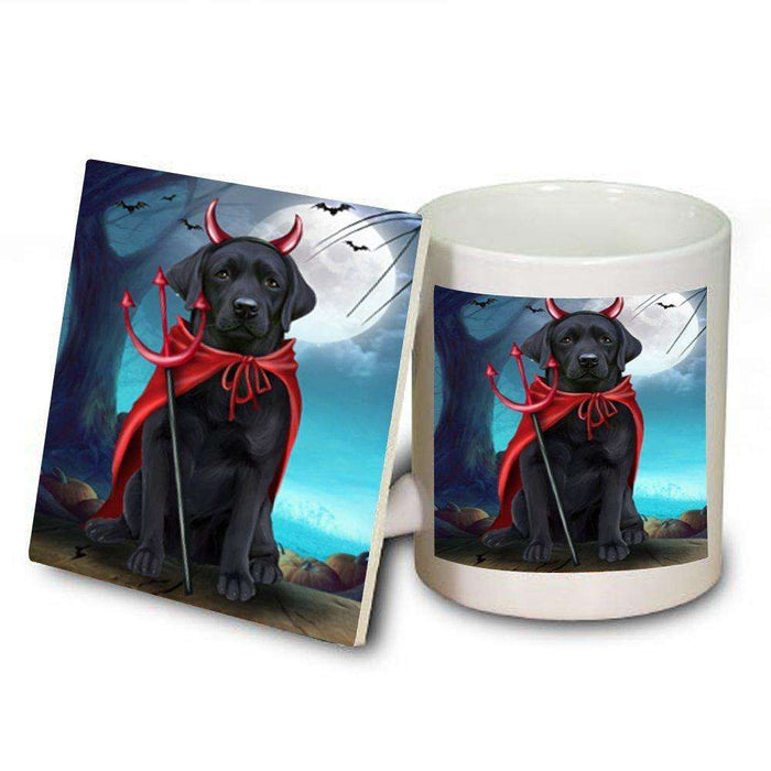 Happy Halloween Trick or Treat Labrador Retriever Dog Devil Mug and Coaster Set