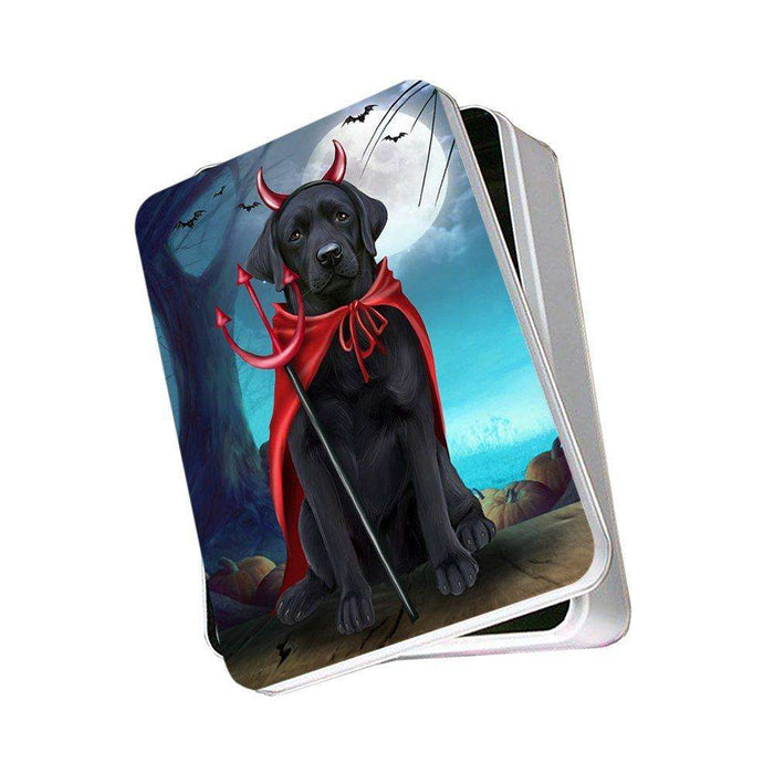 Happy Halloween Trick or Treat Labrador Retriever Dog Devil Photo Storage Tin