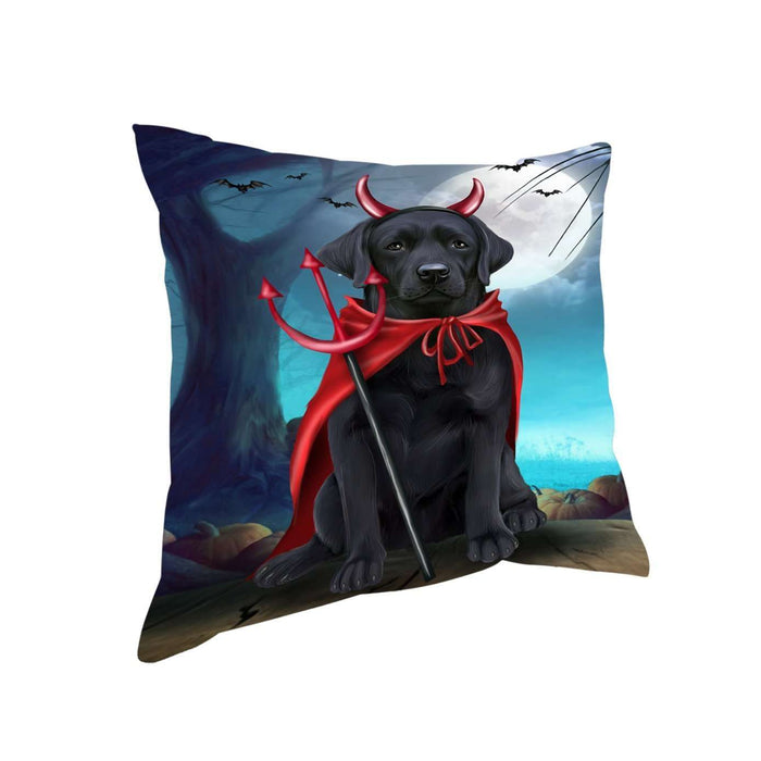 Happy Halloween Trick or Treat Labrador Retriever Dog Devil Throw Pillow