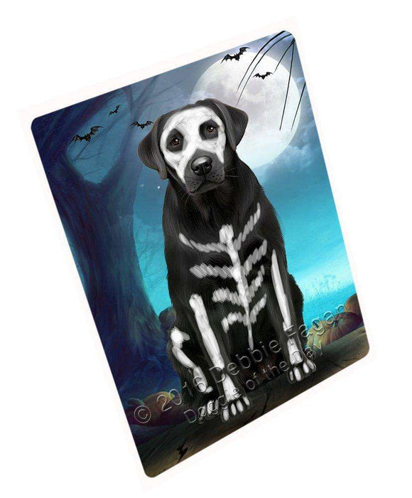 Happy Halloween Trick or Treat Labrador Retriever Dog Skeleton Art Portrait Print Woven Throw Sherpa Plush Fleece Blanket