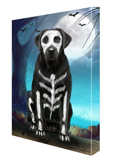 Happy Halloween Trick or Treat Labrador Retriever Dog Skeleton Canvas Wall Art