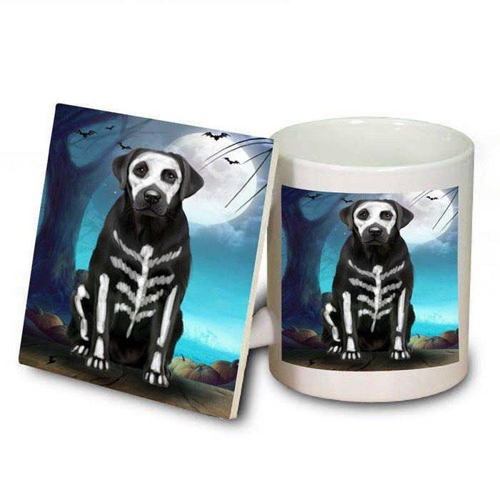 Happy Halloween Trick or Treat Labrador Retriever Dog Skeleton Mug and Coaster Set