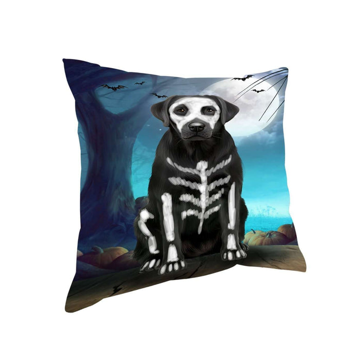 Happy Halloween Trick or Treat Labrador Retriever Dog Skeleton Throw Pillow