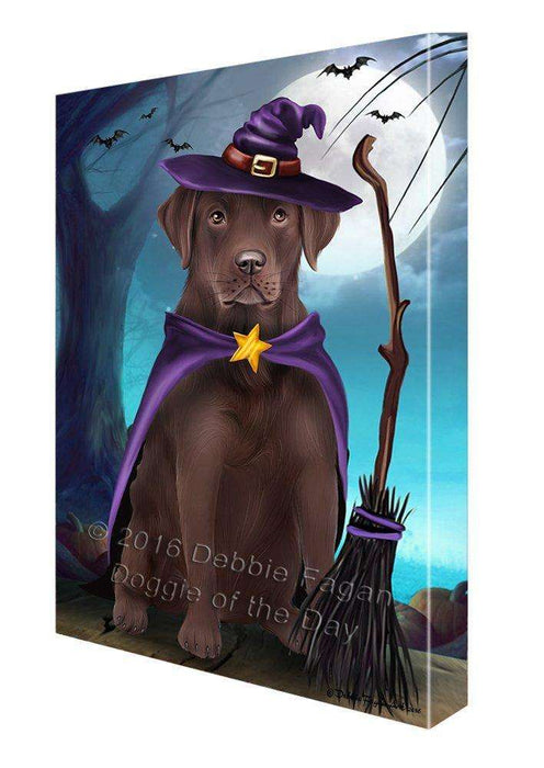 Happy Halloween Trick or Treat Labrador Retriever Dog Witch Canvas Wall Art
