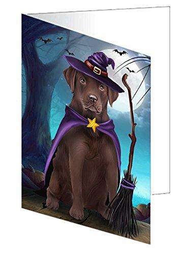 Happy Halloween Trick or Treat Labrador Retriever Dog Witch Handmade Artwork Assorted Pets Greeting Cards and Note Cards with Envelopes for All Occasions and Holiday Seasons