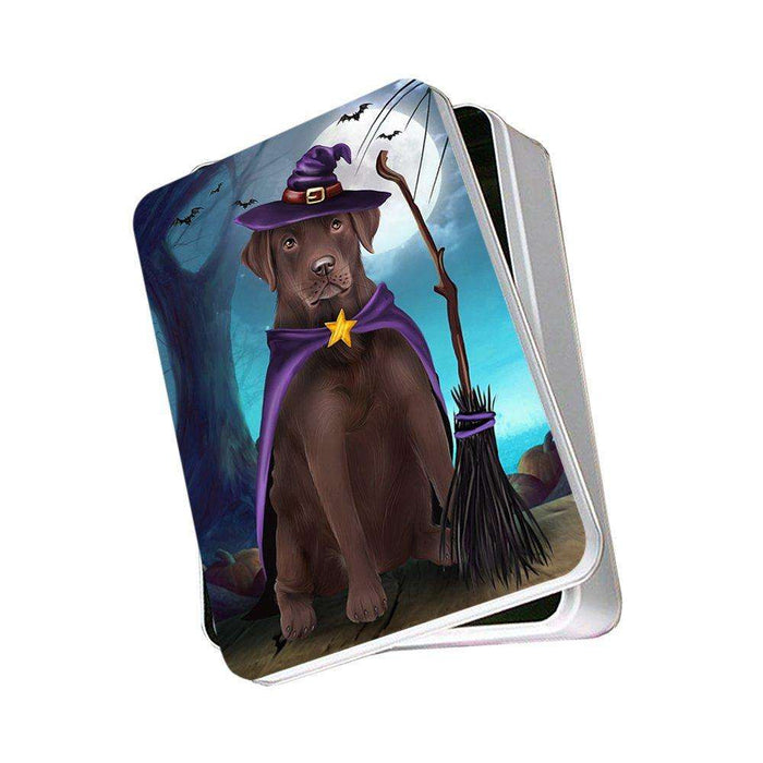 Happy Halloween Trick or Treat Labrador Retriever Dog Witch Photo Storage Tin