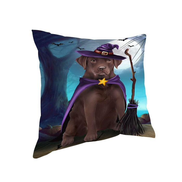 Happy Halloween Trick or Treat Labrador Retriever Dog Witch Throw Pillow