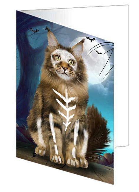 Happy Halloween Trick or Treat Maine Coon Cat Handmade Artwork Assorted Pets Greeting Cards and Note Cards with Envelopes for All Occasions and Holiday Seasons GCD67931