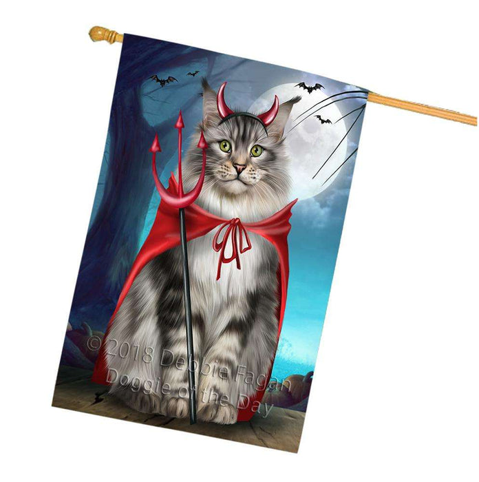 Happy Halloween Trick or Treat Maine Coon Cat House Flag FLG54830