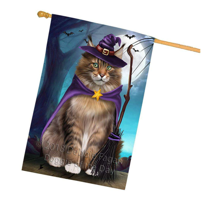 Happy Halloween Trick or Treat Maine Coon Cat House Flag FLG54833