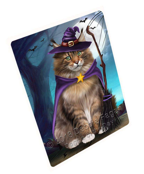 Happy Halloween Trick or Treat Maine Coon Cat Large Refrigerator / Dishwasher Magnet RMAG88692