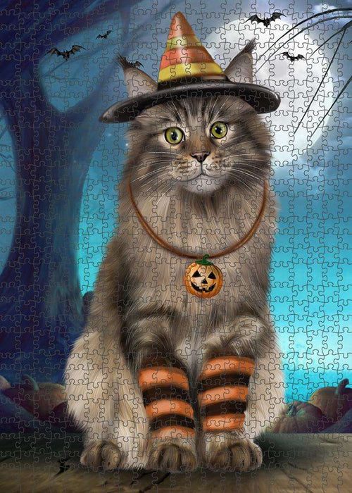 Happy Halloween Trick or Treat Maine Coon Cat Puzzle with Photo Tin PUZL85688