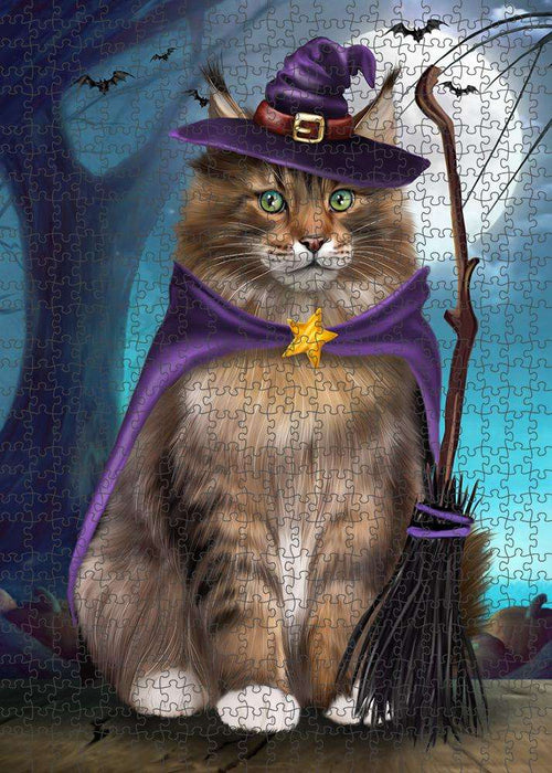Happy Halloween Trick or Treat Maine Coon Cat Puzzle with Photo Tin PUZL85696