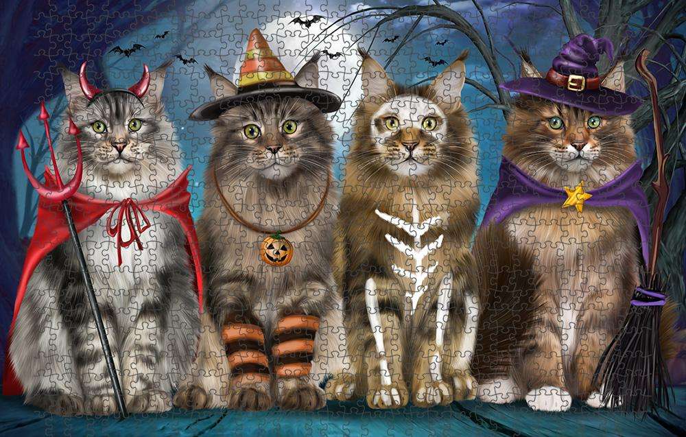 Happy Halloween Trick or Treat Maine Coon Cats Puzzle with Photo Tin PUZL85588