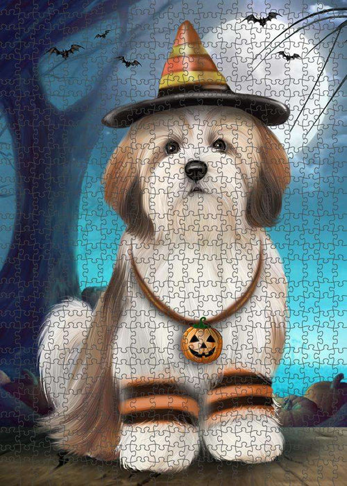 Happy Halloween Trick or Treat Malti Tzu Dog Puzzle with Photo Tin PUZL85704