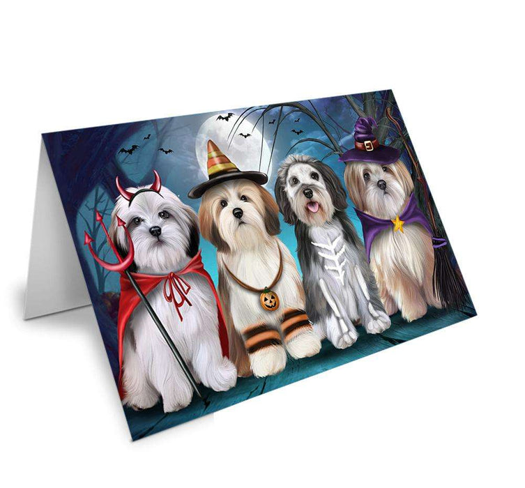 Happy Halloween Trick or Treat Malti Tzus Dog Handmade Artwork Assorted Pets Greeting Cards and Note Cards with Envelopes for All Occasions and Holiday Seasons GCD67856