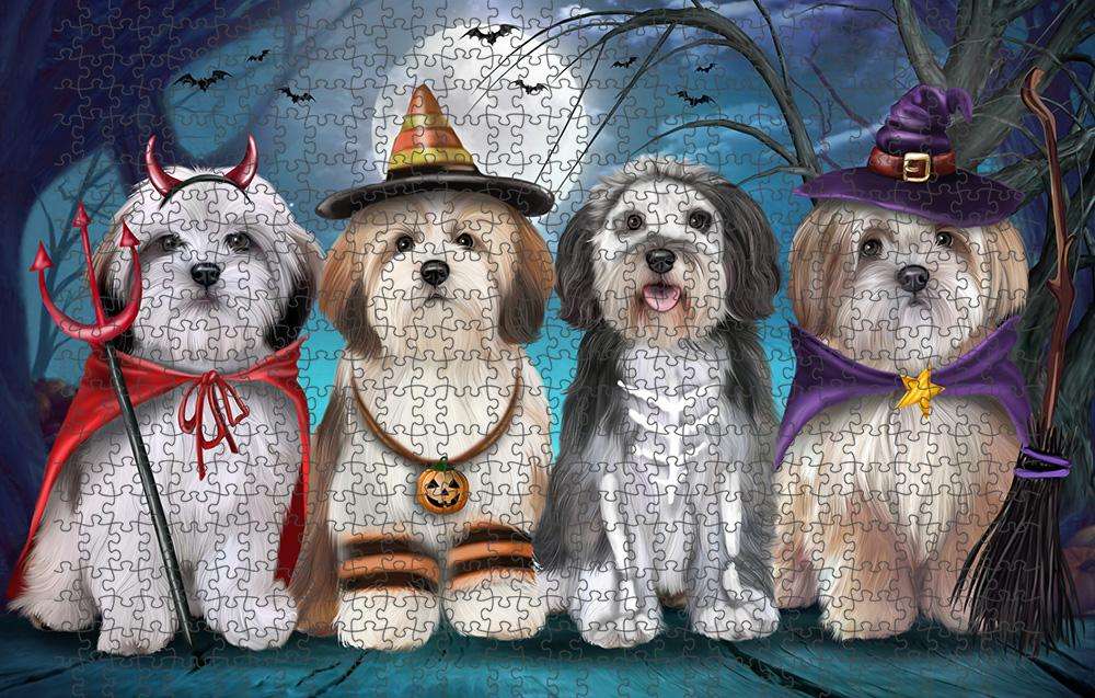Happy Halloween Trick or Treat Malti Tzus Dog Puzzle with Photo Tin PUZL85592