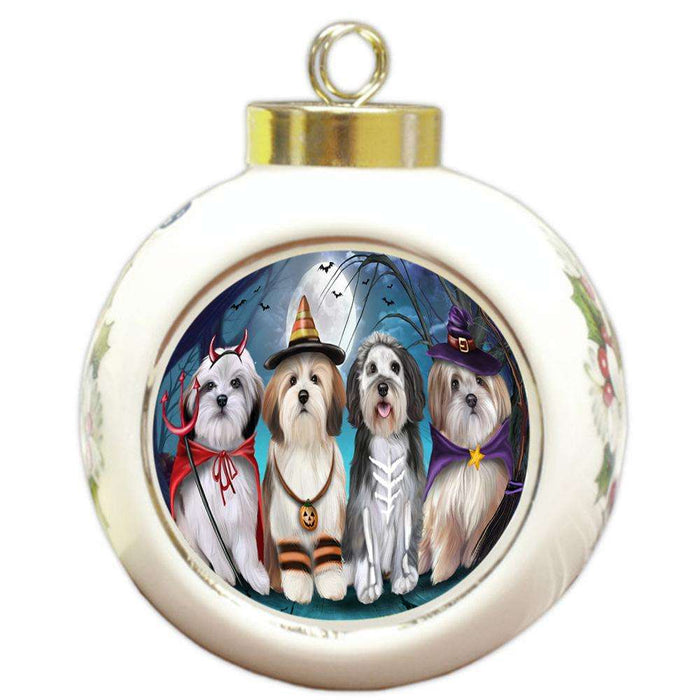 Happy Halloween Trick or Treat Malti Tzus Dog Round Ball Christmas Ornament RBPOR54609