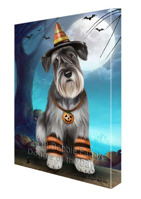 Happy Halloween Trick or Treat Miniature Schnauzer Dog Candy Corn Canvas Print Wall Art Décor CVS89387
