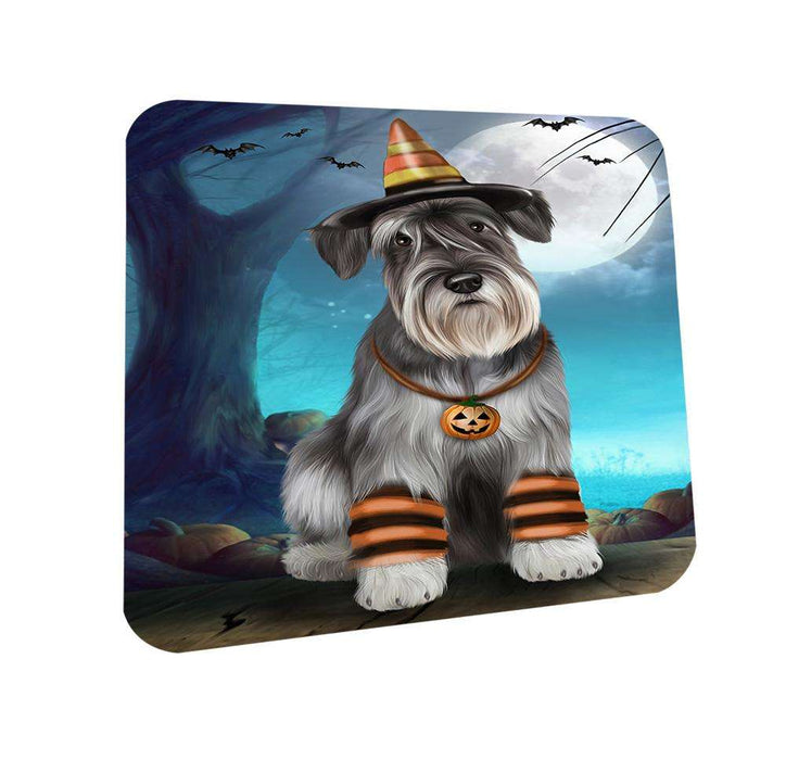 Happy Halloween Trick or Treat Miniature Schnauzer Dog Candy Corn Coasters Set of 4 CST52469