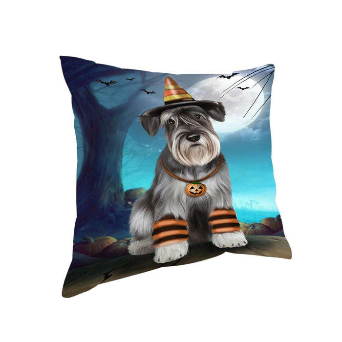 Happy Halloween Trick or Treat Miniature Schnauzer Dog Candy Corn Pillow PIL66196