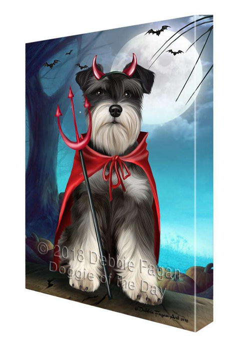 Happy Halloween Trick or Treat Miniature Schnauzer Dog Devil Canvas Print Wall Art Décor CVS89558