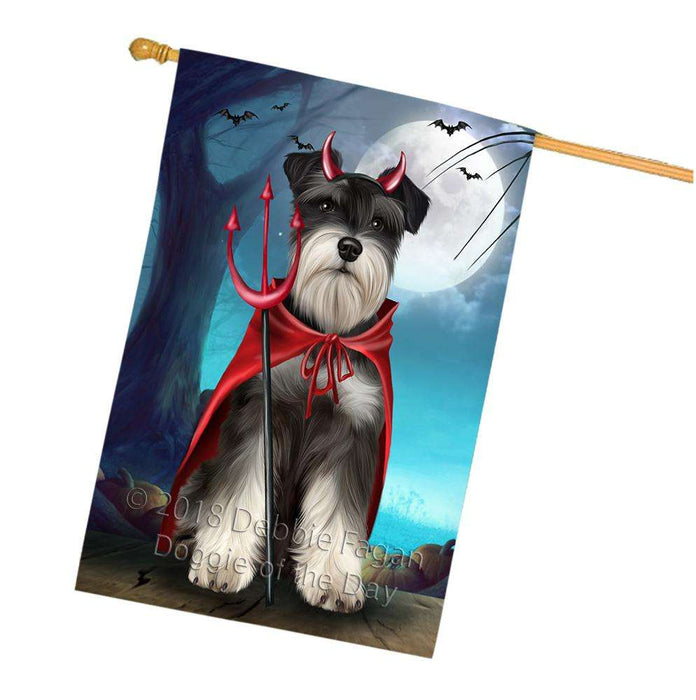 Happy Halloween Trick or Treat Miniature Schnauzer Dog Devil House Flag FLG52610