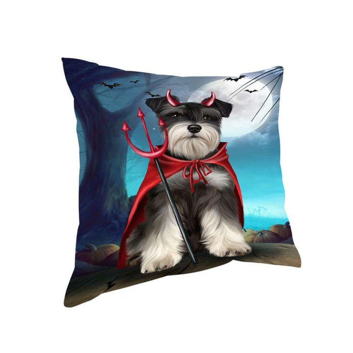 Happy Halloween Trick or Treat Miniature Schnauzer Dog Devil Pillow PIL66272