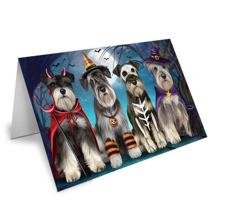 Happy Halloween Trick or Treat Miniature Schnauzer Dog Handmade Artwork Assorted Pets Greeting Cards and Note Cards with Envelopes for All Occasions and Holiday Seasons GCD61787
