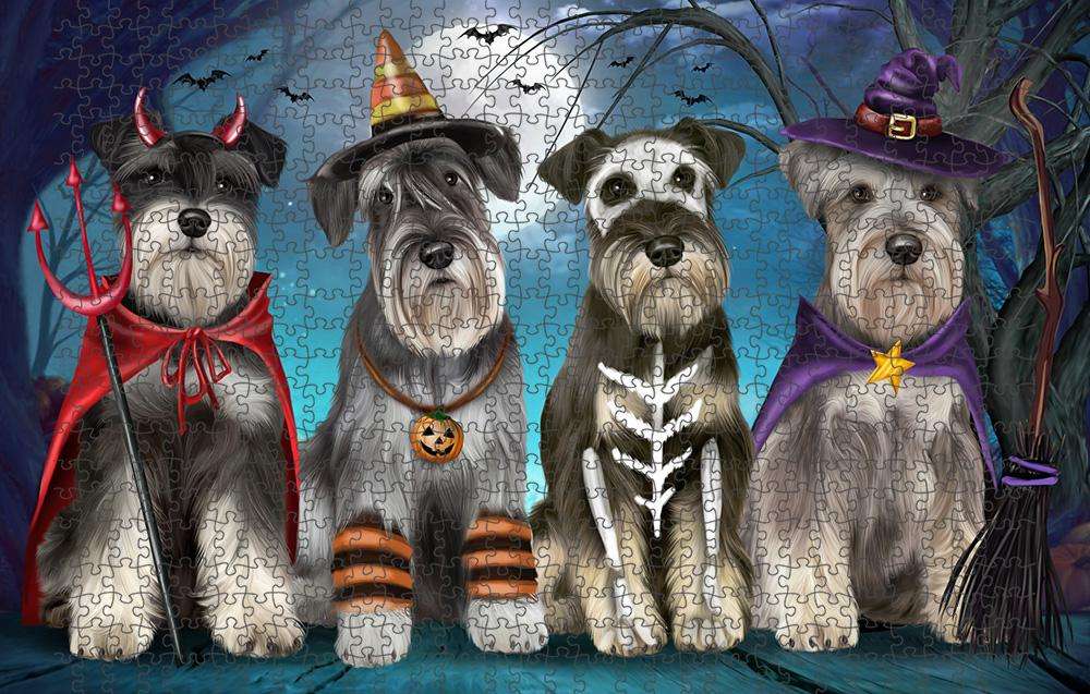Happy Halloween Trick or Treat Miniature Schnauzer Dog Puzzle with Photo Tin PUZL61689