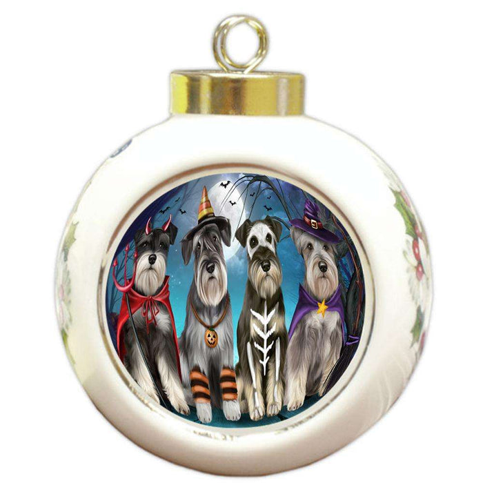 Happy Halloween Trick or Treat Miniature Schnauzer Dog Round Ball Christmas Ornament RBPOR52586