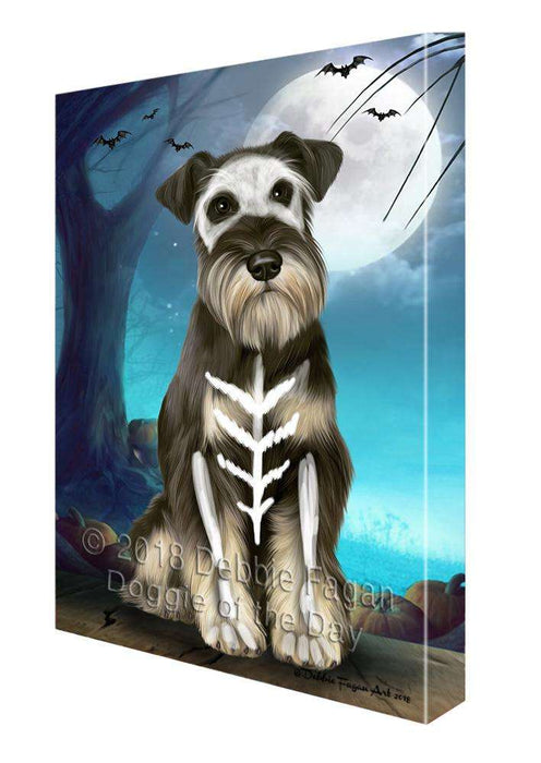 Happy Halloween Trick or Treat Miniature Schnauzer Dog Skeleton Canvas Print Wall Art Décor CVS89729