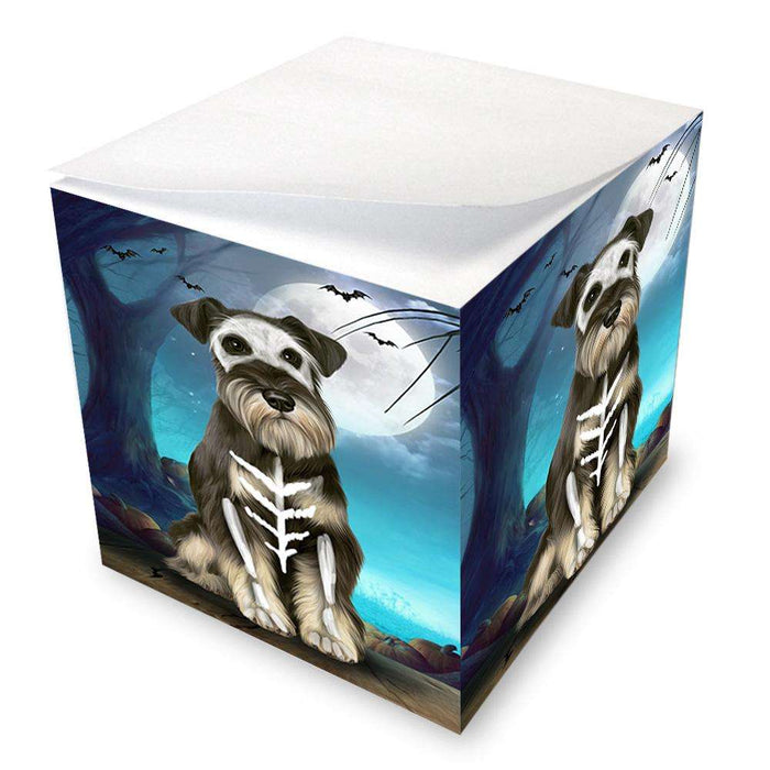 Happy Halloween Trick or Treat Miniature Schnauzer Dog Skeleton Note Cube NOC52548