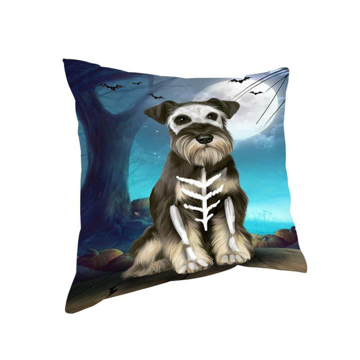 Happy Halloween Trick or Treat Miniature Schnauzer Dog Skeleton Pillow PIL66348