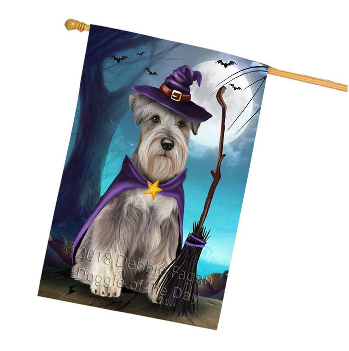 Happy Halloween Trick or Treat Miniature Schnauzer Dog Witch House Flag FLG52648