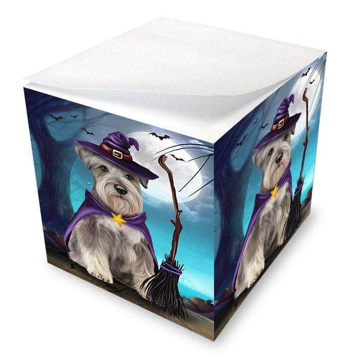 Happy Halloween Trick or Treat Miniature Schnauzer Dog Witch Note Cube NOC52567