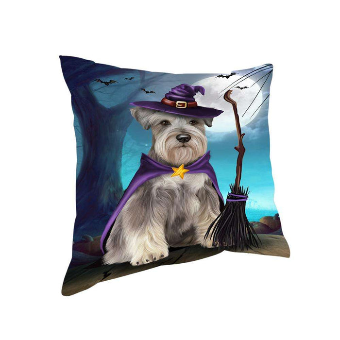 Happy Halloween Trick or Treat Miniature Schnauzer Dog Witch Pillow PIL66424